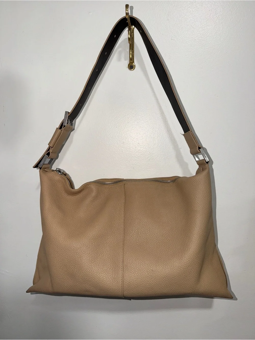 AllSaints Beige/Tan Pebbled Leather Hobo Bag